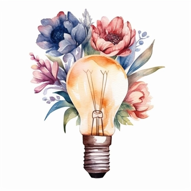 Watercolour Floral Light Bulb Clipart