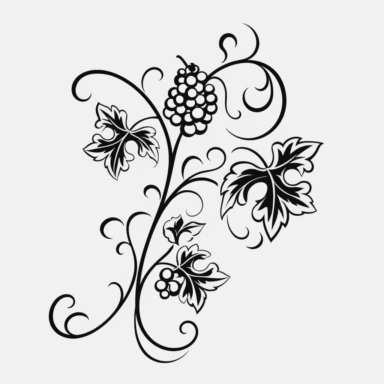 simple vine clip art, clean black line art, no gray color