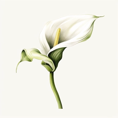 Calla Lily flower, water color style, clipart, white background