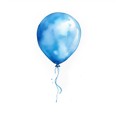 watercolor clipart white background blue single one balloon