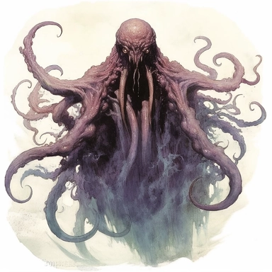 retro eldritch cosmic horror monster, white background, white border, mike mignola, andrew wyeth, gerald brom, neal adams, ivan albright, clipart, clean border