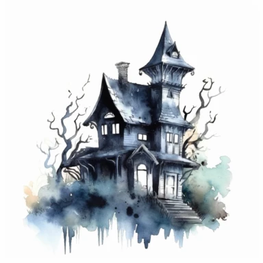 watercolor haunted house clip art