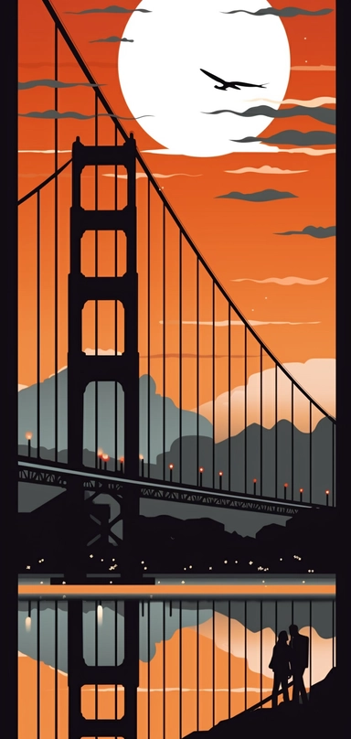 san francisco, golden gate bridge. Vector. Clipart.