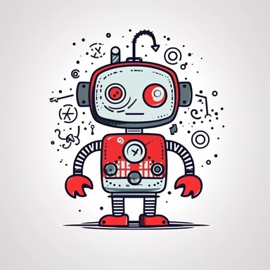 drawn illustration cute doodle (robot), clip art, digital art, vector, isolated transparent background, clean line art, simple strokes, minimalist style, straight lines, curves