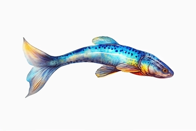 Watercolor, Electric Eel Fish, clipart, hd, on a white background, spaced out
