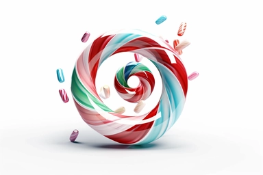 clipart of candy cane, detailed, white background, realistic color palette, studio portrait, crisp and clean look, pixar style