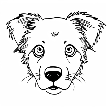 Simple monochrome outline of a front facing Nova Scotia Duck Tolling Retriever puppy head peeking with front paws, cute, clipart, flat 2d vector, minimalist, black and white, svg cut file, line art drawing