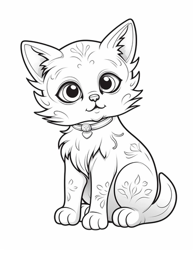 clipart cat one color a side whole body for children's book cover page, white background, vector, high resolution with text