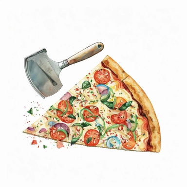 Pizza Cutter, clipart, watercolor,White background
