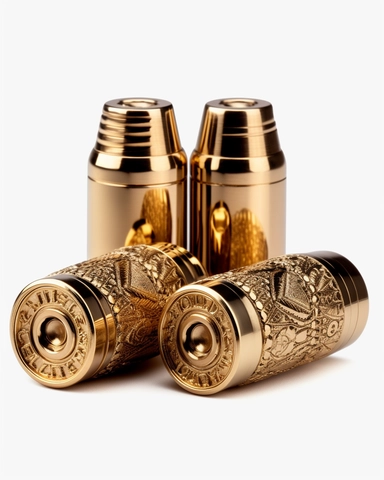 realistically illustrated revolver bullets, rendering, no background, 2d side view clipart on white background, die cut, 8k