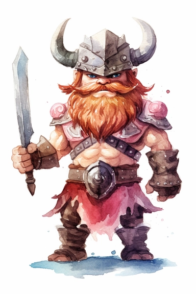 barbarian watercolor clipart cute isolated on white background