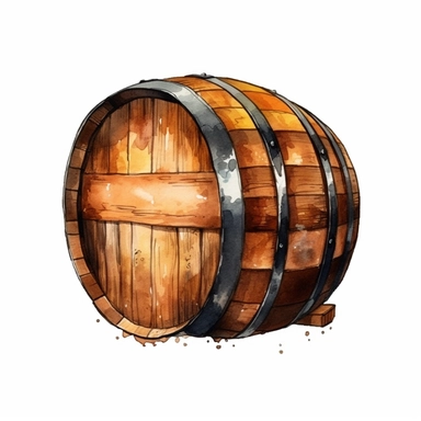 A Beer Barrel, full color, clipart, watercolor illustration, single object, high definition 8k, white background for removing background