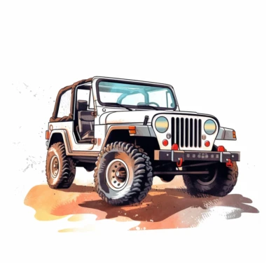 black jeep wrangler cj illustration clipart, white background