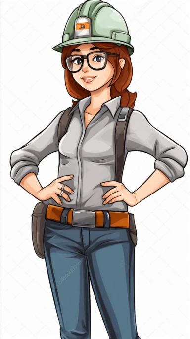 an engineer male or female, clipart style, white background
