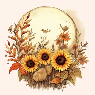 clipart of a harvest moon, white background, clipart, vintage style--q2--s1000