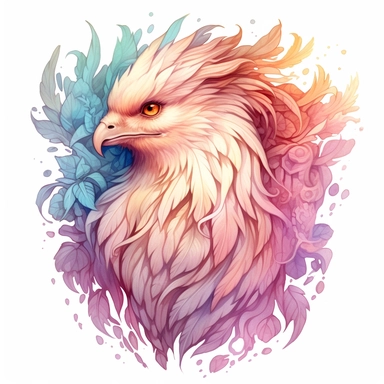 Griffin, clipart, intense white and deep pastel colors, dnd, watercolor, no background, isolated on a white background, self contained, well defined edges, by amy sol and magali villeneuve and susan bourdet and ross tran, spaced out, glowy, intricate, 8k