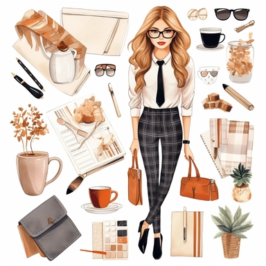 Boss Lady PNG Female Entrepreneur Clipart Set POD Scrapbook Invitations Planners Business Women Clipart, beauty therapist, illustration, realistic