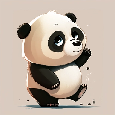 little panda character, drawn panda, panda clipart, walking in dynamic side pose, side pose, side, children's book illustration style, simple, cute, young panda, happy, full colour, flat colour, no background,no titles