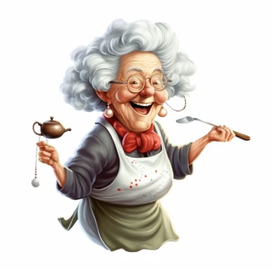 Happy Funny Old Lady Clipart, white background