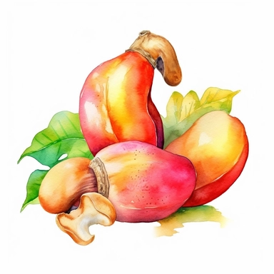 watercolor cashew fruit clipart