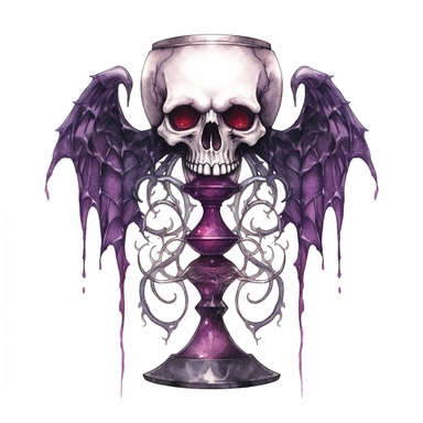 evil one chalice clipart, watercolor, dark colors purple, white background