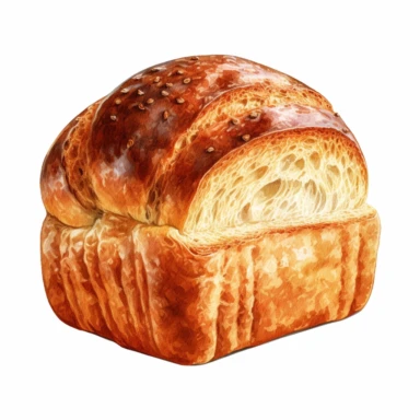 a beautiful loaf of bread, white background, clipart style