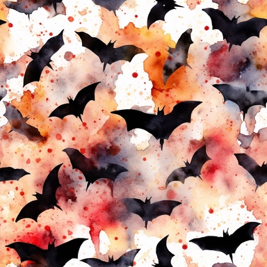 black bat, watercolor clip art, grunge colors, white space, uniform organization, 8k