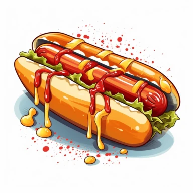 clipart hotdog with ketchup