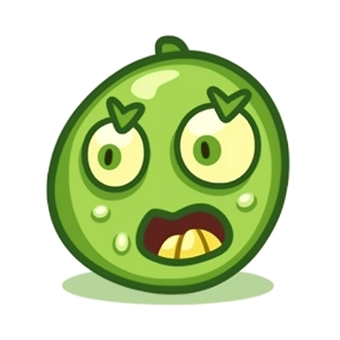 jalapeno pepper, cartoon, clipart, eyes, yellow green, sweating, screaming, white background, isolated