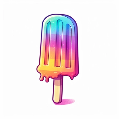 cute Clipart of a popsicle, rainbow Pastell color, white background