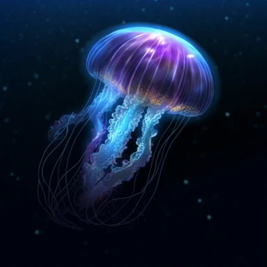Clipart,A bioluminescent jellyfish illuminating the ocean depths, hyperrealistic, hyper high definition
