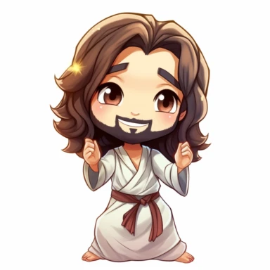 clip art, cute chibi Jesus, Christmas, isolated on white background