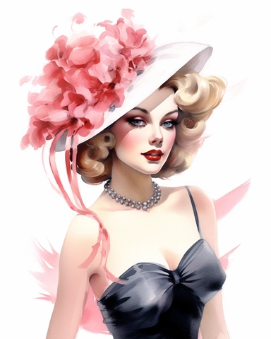watercolour casino pin up pretty lady hd clipart white background