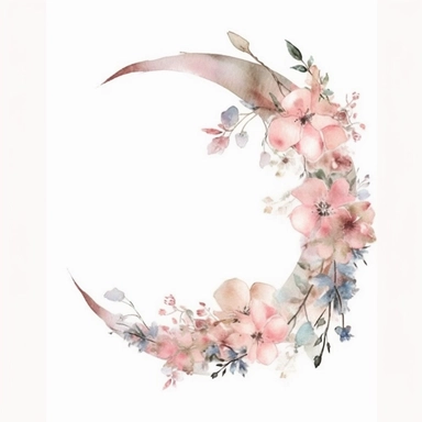 half a circle, minimal, pale pink watercolor flowers, wedding invite, clipart, white background, half circle