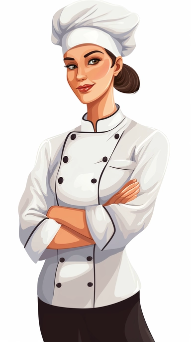 a chef male or female, clipart style, white background