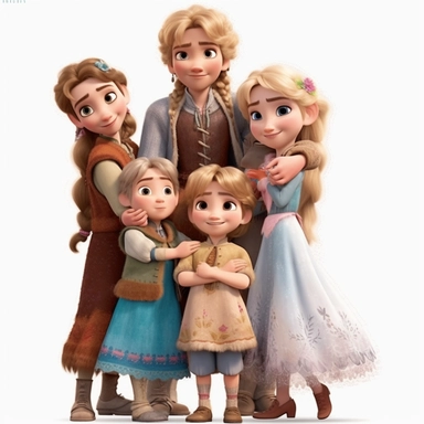frozen animation characters, no real faces, all playing in snow, full bodies,Frozen Clipart