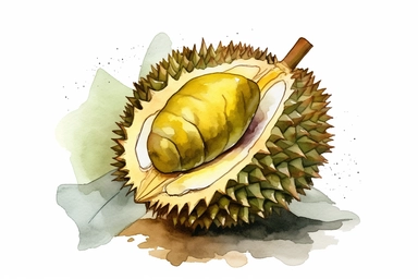 watercolor durian clipart, hd, in white background, spaced out