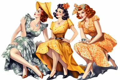 pin up calendar girls, clip art