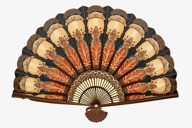 illustration of a victorian opulent hand fan, clipart,