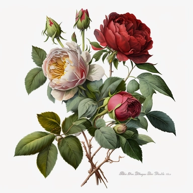 realistic hand painted watercolor of a boquet of david austin english red roses, clean white background, clipart