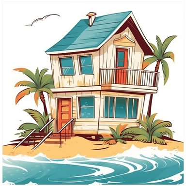 cute beach house clipart