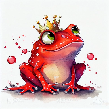 funny red rubby with diamond shine color, magic frog with funny dots, cartoon style, white background, black outside lines, designs, white background, watercolor pencil drawing, small details, digital art, clipart, super acurate, –testp, pixar,