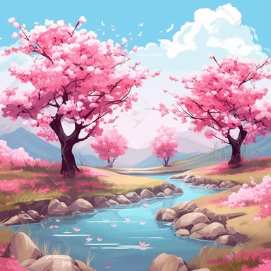 cherry blossom in natural habitat clipart