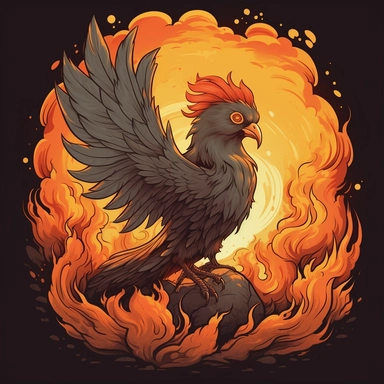 Envision a captivating vector illustration, featuring a cute baby phoenix, aglow with warm hues, arising from a cloud of smoky ashes. The scene, symbolic of rebirth, contrasts the fiery vibrance of the phoenix with the monochrome ashes below. Executed in a lively gradient, the phoenix's fiery plumage transitions through a warm tonal range, the colors striking against the white background. The illustration's style blends the principles of clipart and the vibrant color gradients, manifesting in a 