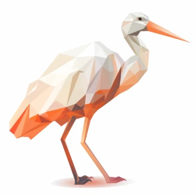 a single clipart image png graphic of a Origami Clipart Realistic Tropical Bird Ibis Bird