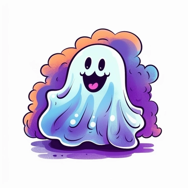 cute halloween ghost, duotone, vivid colors, clipart, whitebackground