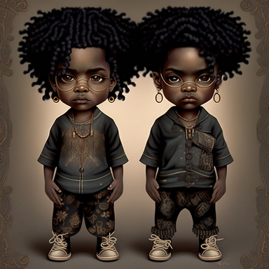 Black boys art, siblings , friends , dreadlocks , black boys clipart, cool black boy, twins png, brothers clipart, afro ,Full body with legs , Highly detailed close-up portrait , standing , Nicoletta Ceccoli, Mark Ryden, lostfish, Earl Nor, global lighting, divine rays, detailed and intricate surroundings, sf, intricate artwork masterpiece, ominous, matte painting movie poster, blue ratio, trending on cgsociety, intricate, epic, trending on artstation