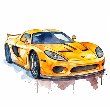 realistic extreme detail watercolour sport car clipart