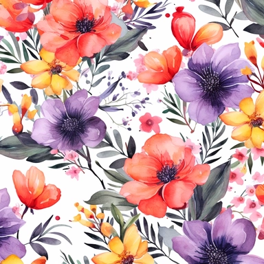 watercolor, Hand-drawn background with flowers and leaves. Hand-drawn vector pattern hand-painted png Full body realistic cartoon in 32K UHD cute. 15 cm thick outline. Black color. There was no shadow on the ground. 8k with realistic watercolors and detailed illustrations. PNG clipart, transparent white background