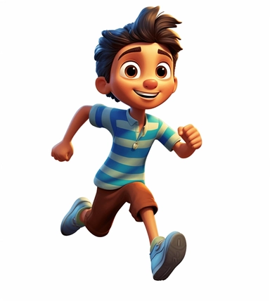 boy running clipart free clip, in the style of bikash bhattacharjee, dark and blue, 32k uhd, lively movement portrayal, bill watterson, realistic, toyen